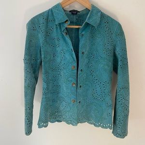 Leather paisley cutout top